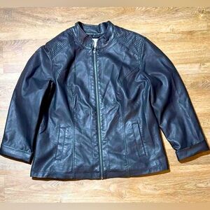 NWT Women’s Christopher & Banks Faux Leather Jacket Size P/L